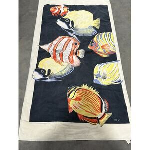 80s Tropical Fish Beach Towel by Acme Linen 59x33" Bath Pool Vacation Essential